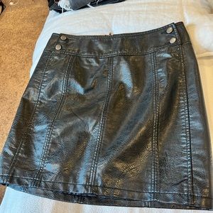 Black Free People Leather Skirt